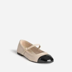 Babies écru cuir bout noir verni^Eram Clearance