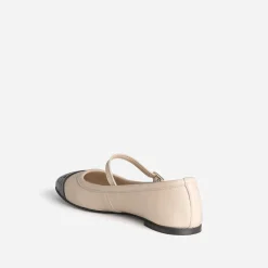 Babies écru cuir bout noir verni^Eram Clearance