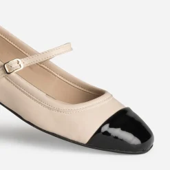 Babies écru cuir bout noir verni^Eram Clearance