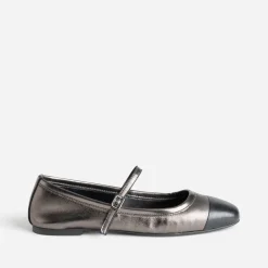 Babies gris métallisé cuir bout^Eram Discount