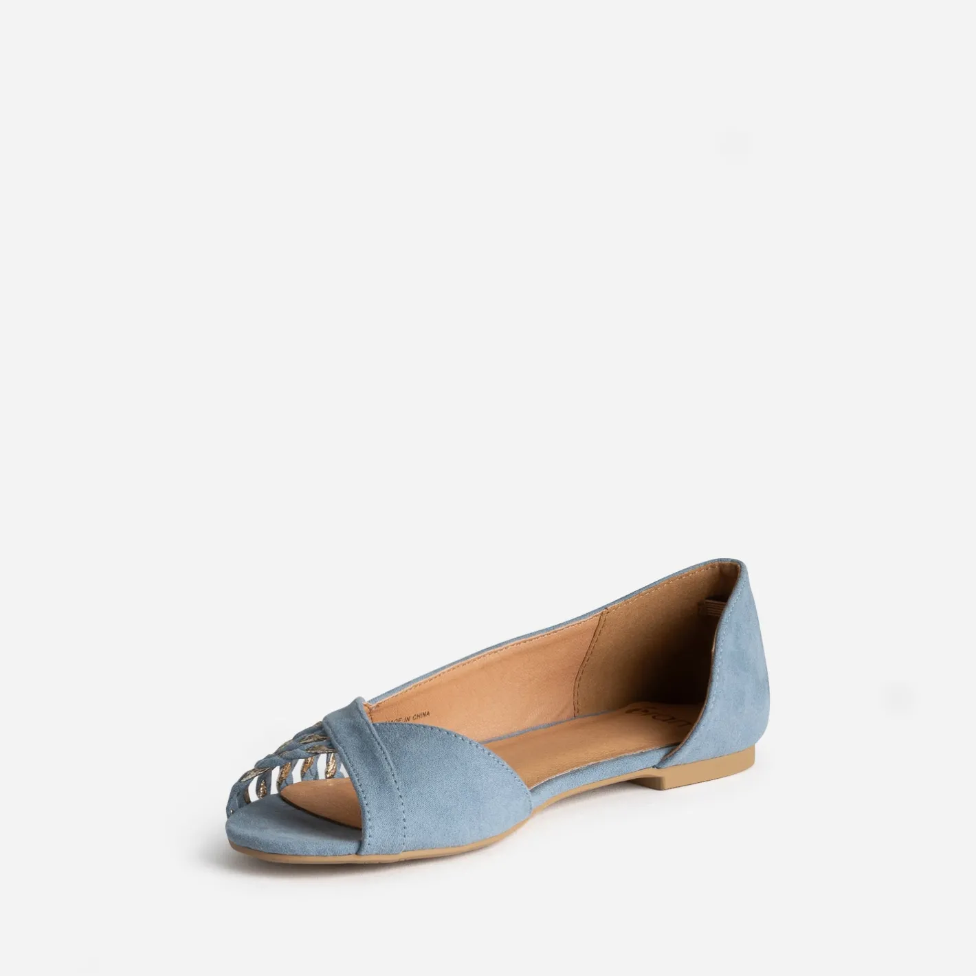 Ballerine pastel suédée et dorée open-toe^Eram Discount
