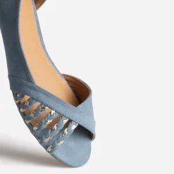 Ballerine pastel suédée et dorée open-toe^Eram Discount