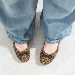 Ballerine camel cuir velours motif léopard^Eram Hot