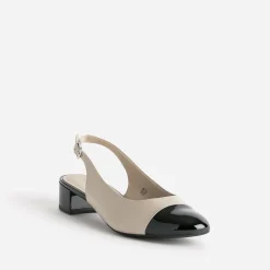 Ballerine cuir bout et talon noirs vernis^Caprice Online
