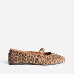 Ballerine marron cuir imprimé léopard^Eram
