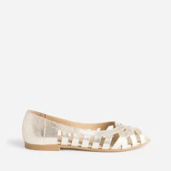 Ballerine open-toe en cuir effet python^Eram Sale
