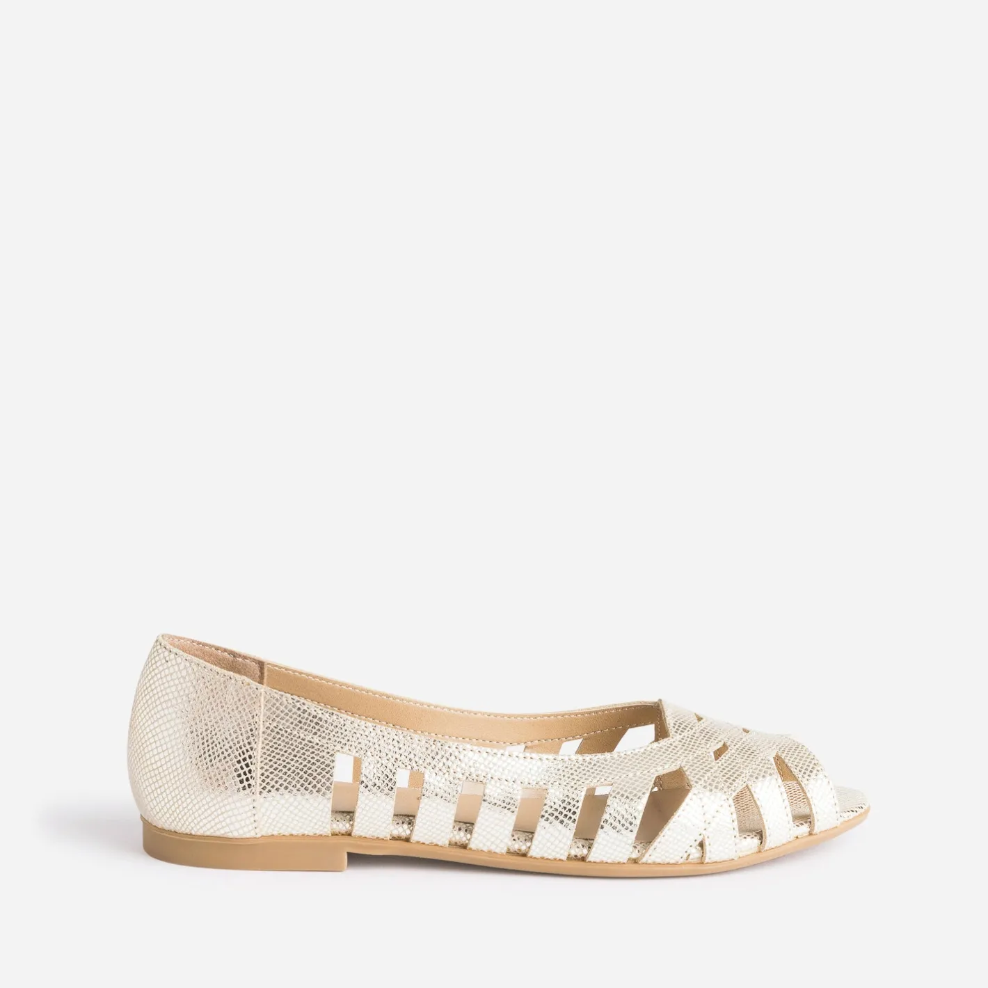 Ballerine open-toe en cuir effet python^Eram Sale
