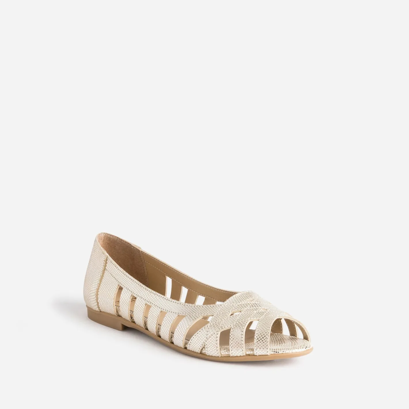 Ballerine open-toe en cuir effet python^Eram Sale
