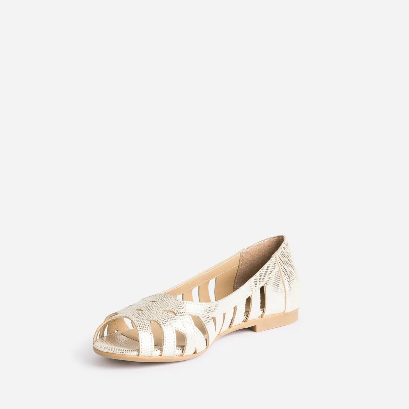 Ballerine open-toe en cuir effet python^Eram Sale