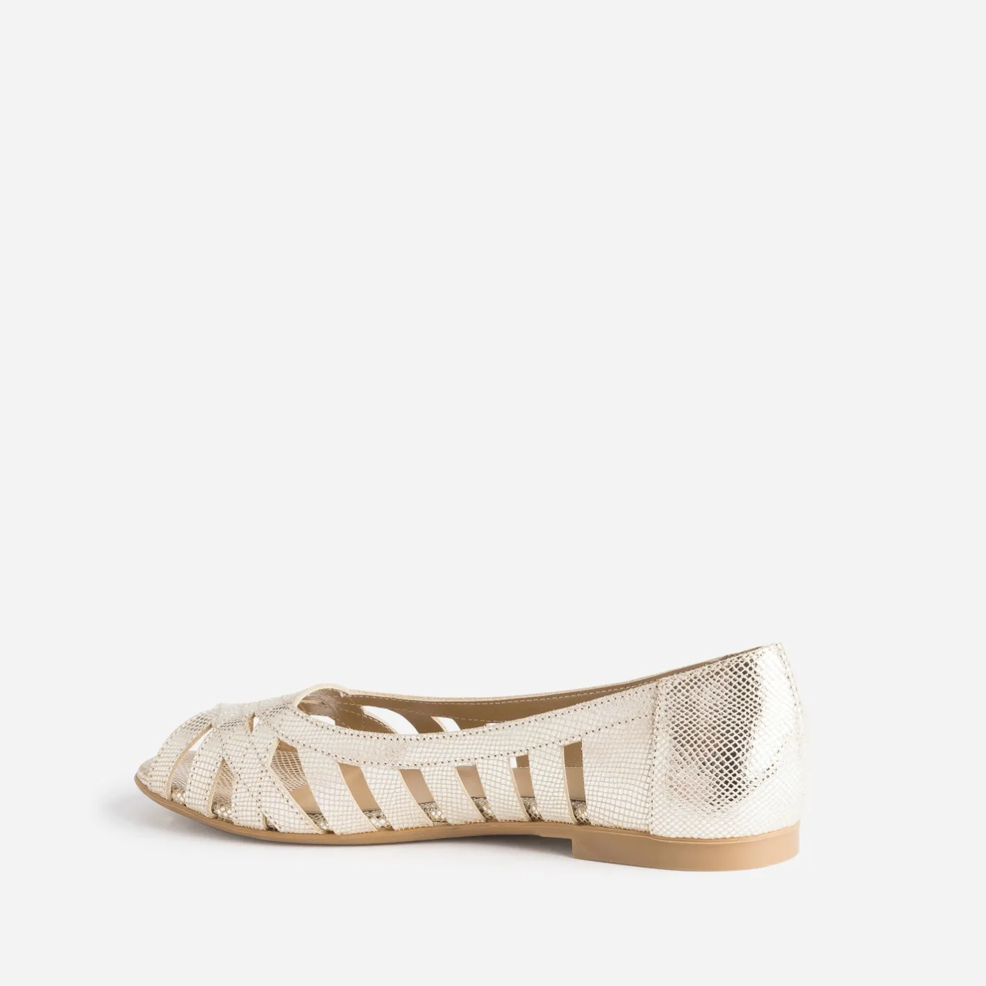 Ballerine open-toe en cuir effet python^Eram Sale