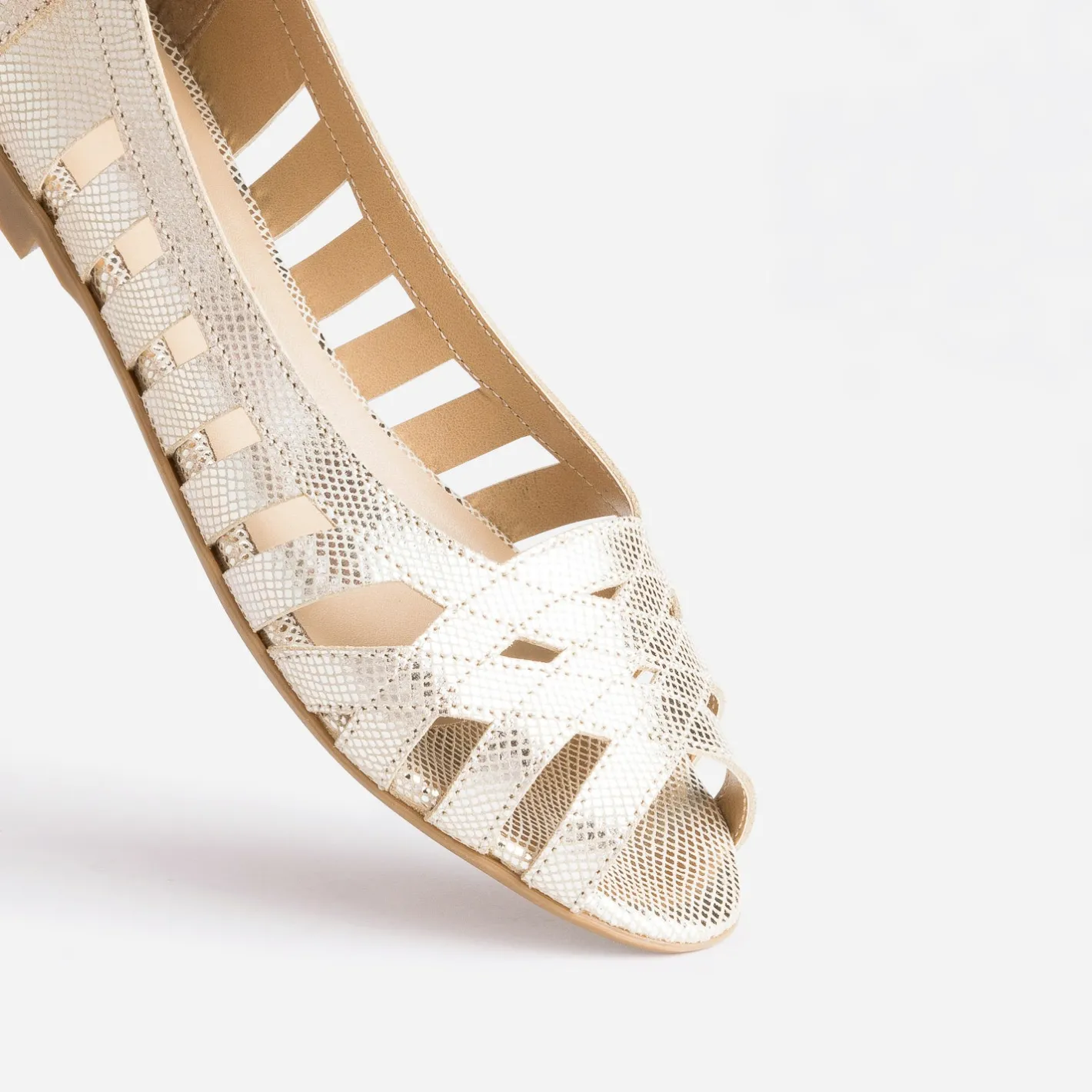 Ballerine open-toe en cuir effet python^Eram Sale