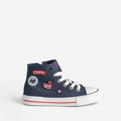 Basket en jean brut pailleté avec patchs^CHIPIE Sale