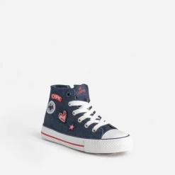 Basket en jean brut pailleté avec patchs^CHIPIE Sale