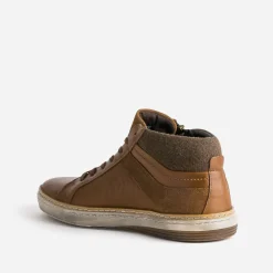 Basket cuir empiècement textile^Eram Sale