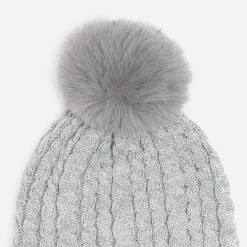 Bonnet tricot à torsades et pompon^Eram Clearance