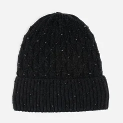 Bonnet tricot brodé strass s^Texto Discount