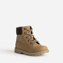 Boots à lacet éco-conçu camel cuir nubuck bord textile marron^Buggy Online