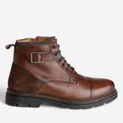 Boots à lacet marron cuir décor bride^Eram Online