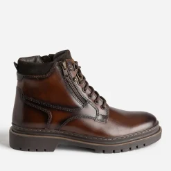 Boots à lacet marron en cuir semelle crantée^Eram Discount