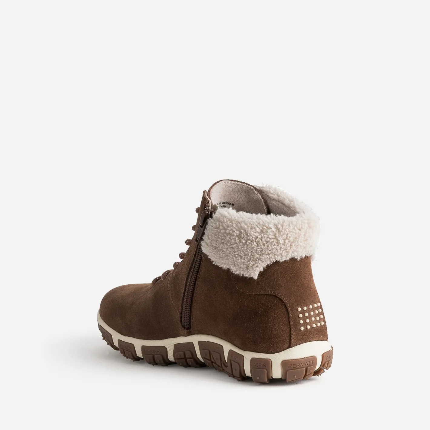 Boots à lacet camel en cuir velours fourré^Tbs Sale