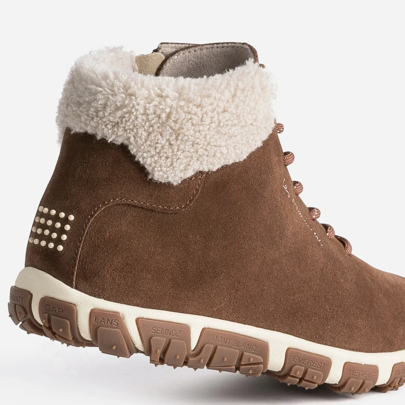 Boots à lacet camel en cuir velours fourré^Tbs Sale