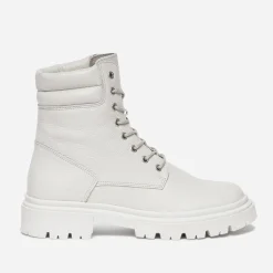 Boots à lacet écru éco-conçu en cuir^Texto Sale
