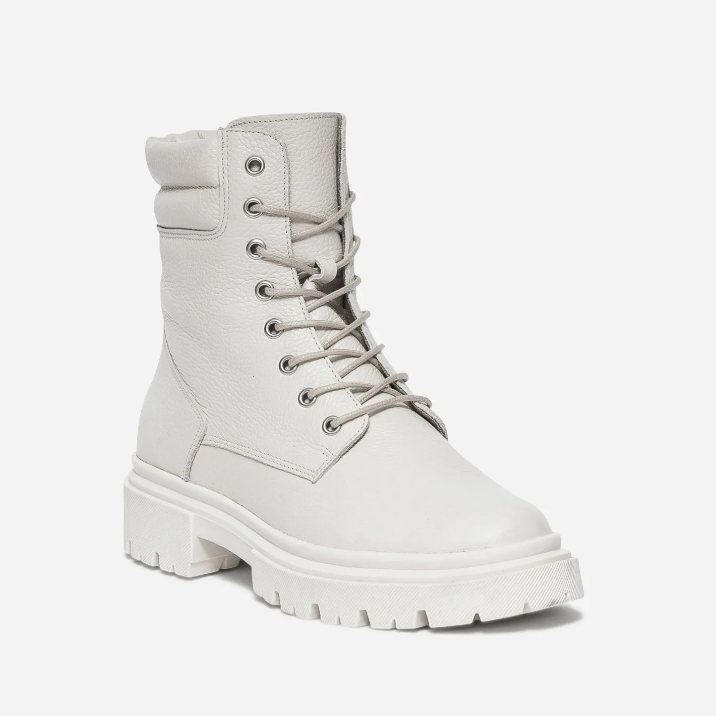 Boots à lacet écru éco-conçu en cuir^Texto Sale