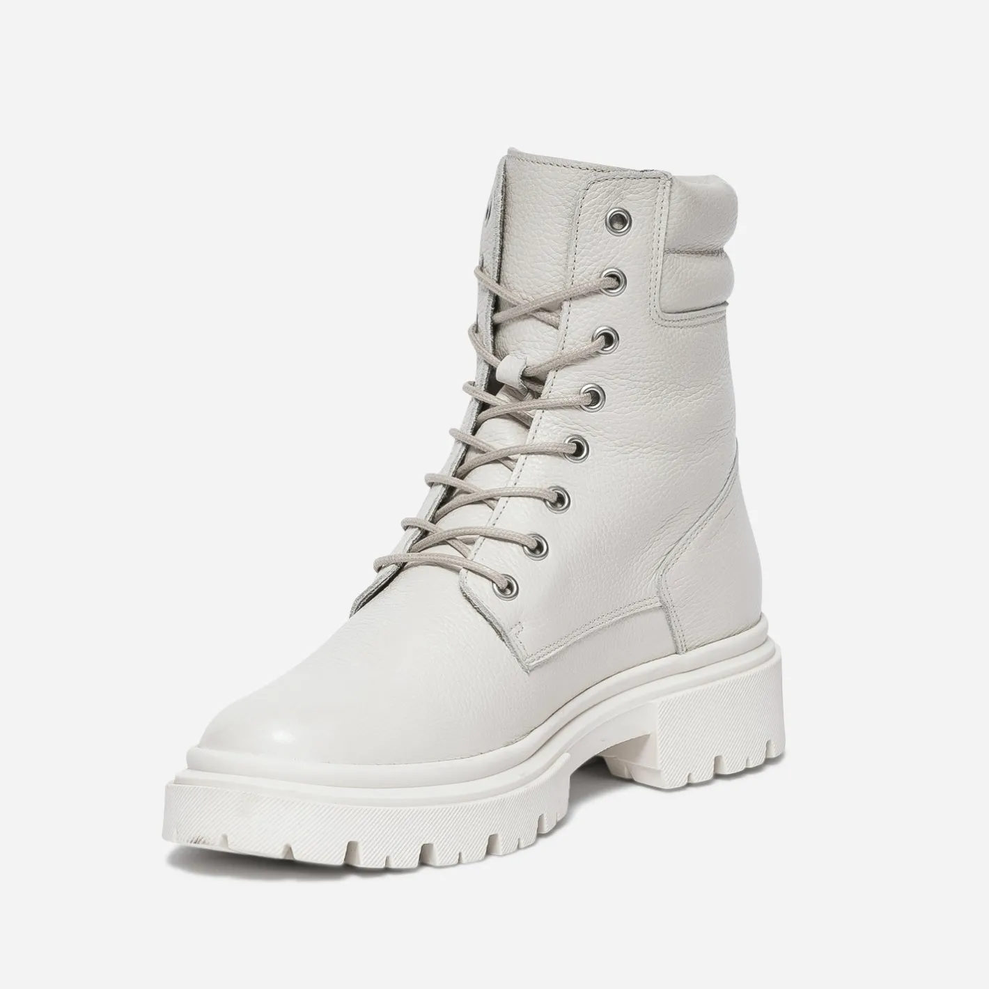 Boots à lacet écru éco-conçu en cuir^Texto Sale