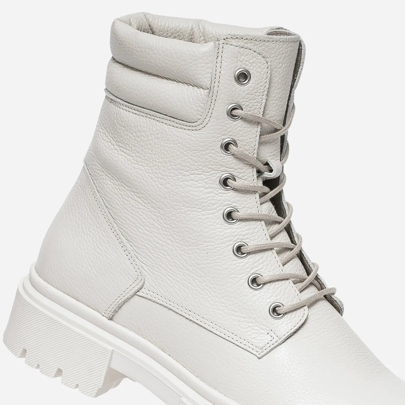 Boots à lacet écru éco-conçu en cuir^Texto Sale