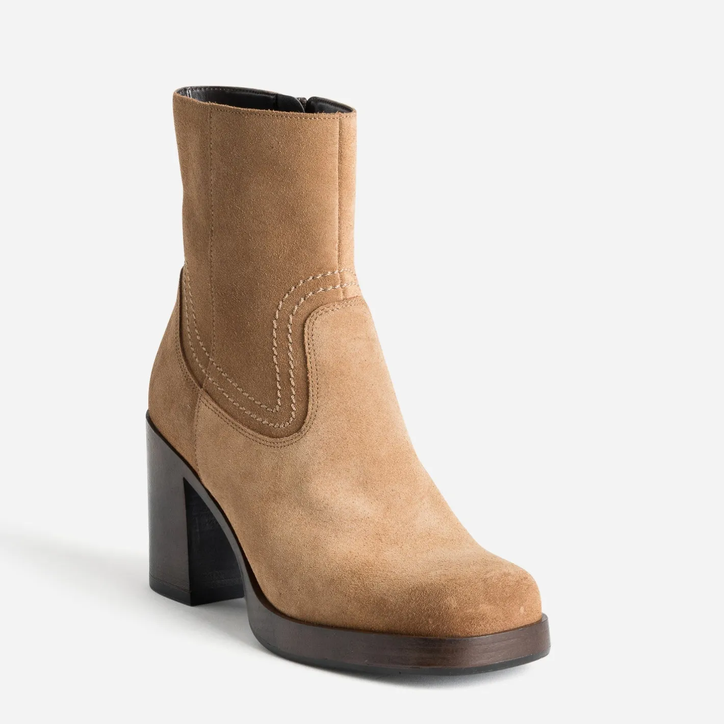 Boots à talon en cuir velours^Eram New