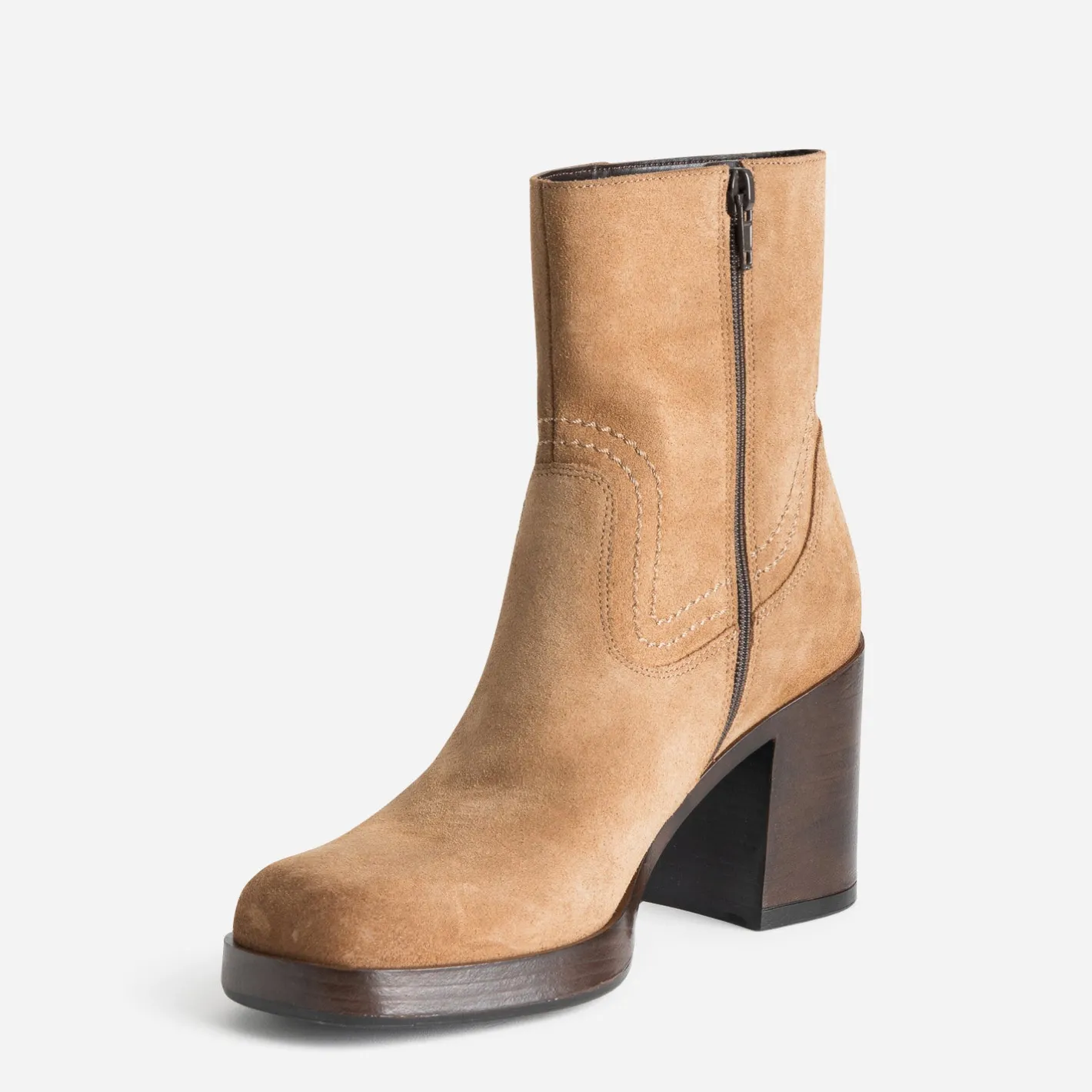 Boots à talon en cuir velours^Eram New