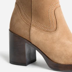 Boots à talon en cuir velours^Eram New
