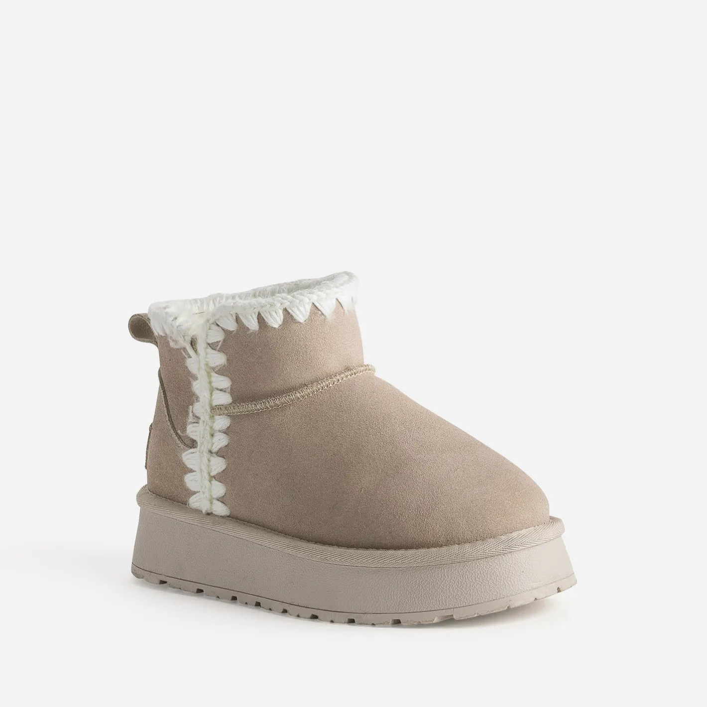 Boots beige cuir velours fourré semelle plateforme^Eram Sale