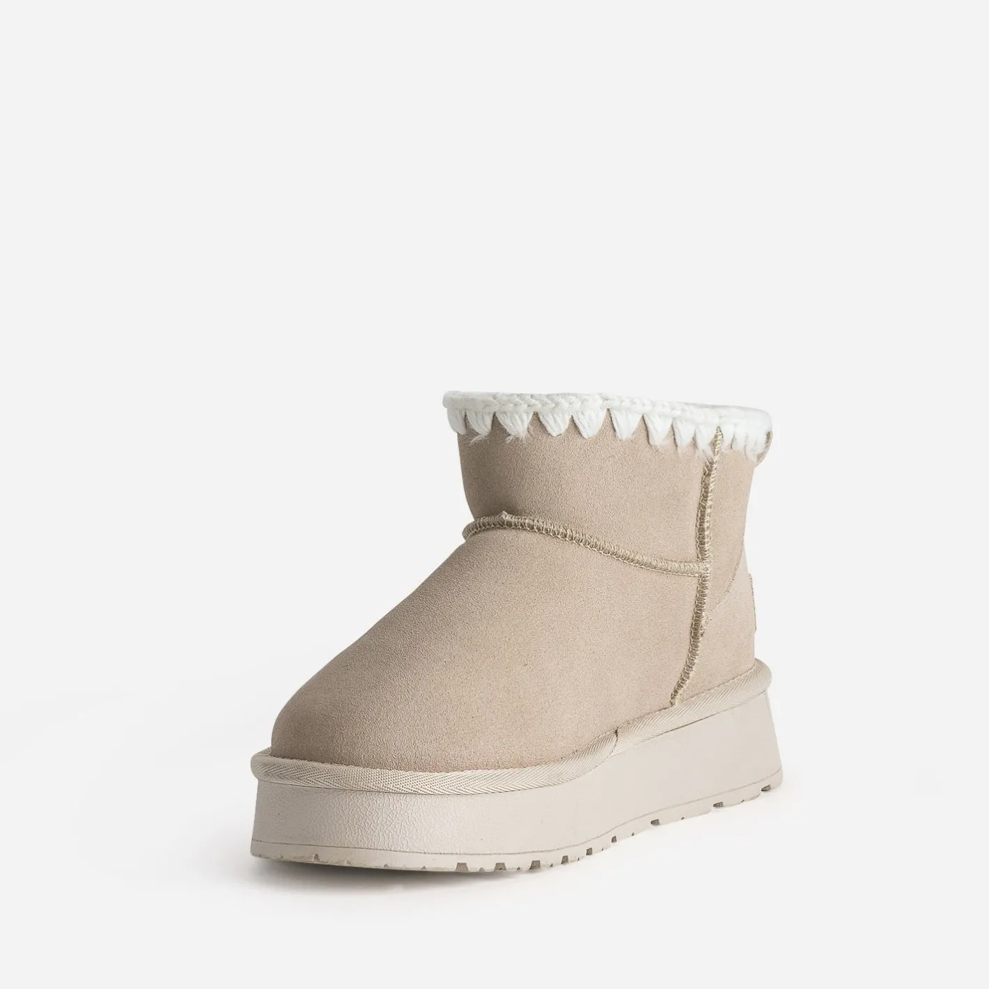 Boots beige cuir velours fourré semelle plateforme^Eram Sale