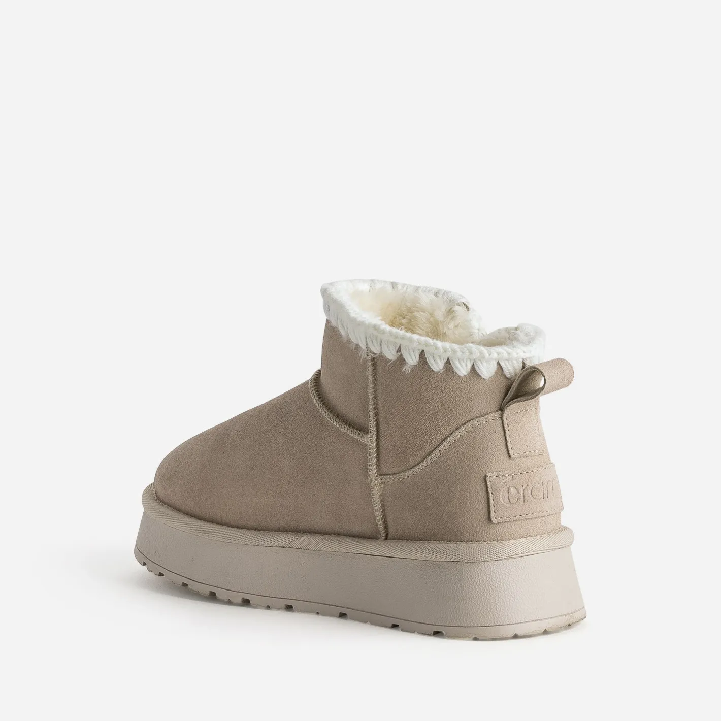 Boots beige cuir velours fourré semelle plateforme^Eram Sale