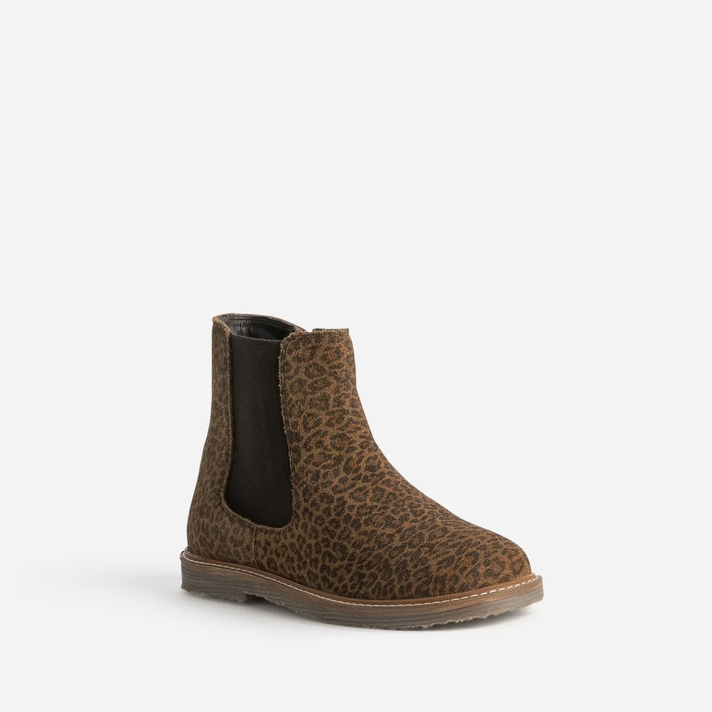 Boots marron cuir velours léopard^Buggy Best