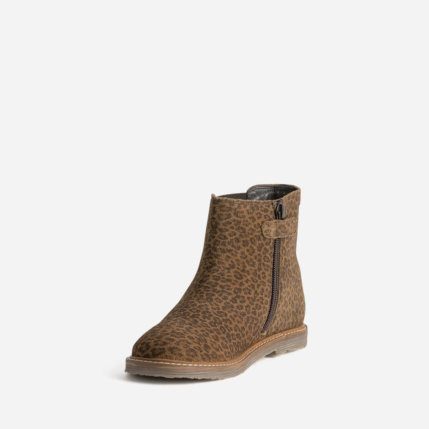 Boots marron cuir velours léopard^Buggy Best