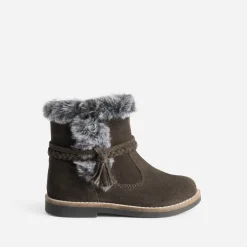 Boots en cuir velours bord fourré^Buggy Outlet