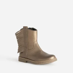 Boots métallisé en cuir à franges^Buggy