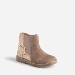 Boots taupe en cuir velours pailleté^Buggy Best