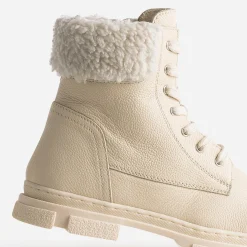 Boots éco-conçu à lacet écru en cuir fourré^Buggy
