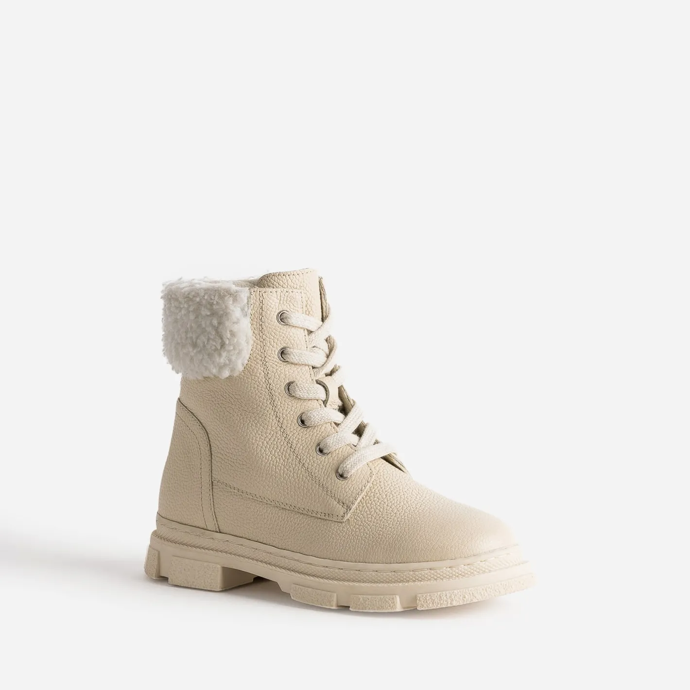 Boots éco-conçu à lacet en cuir fourré^Buggy New