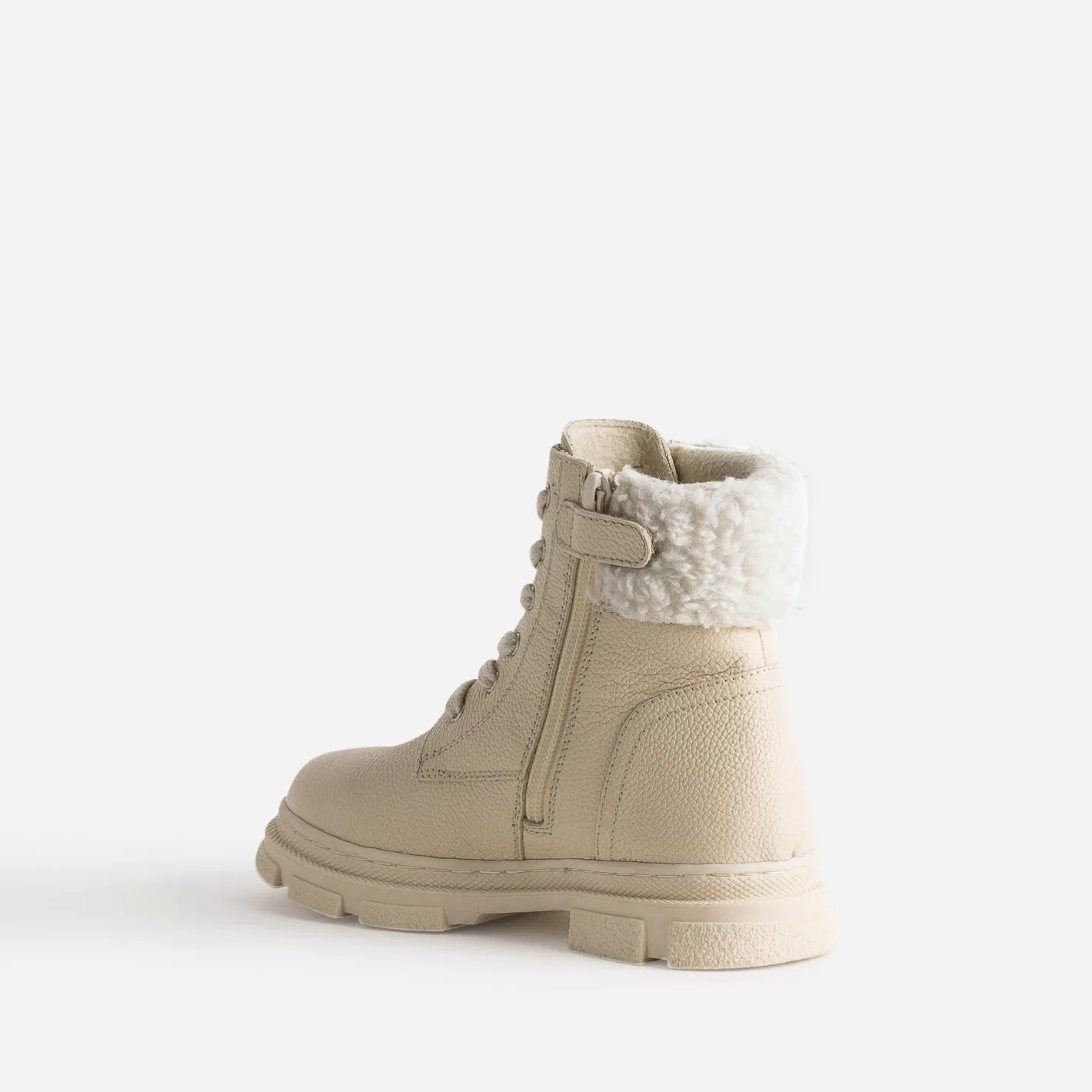 Boots éco-conçu à lacet en cuir fourré^Buggy New