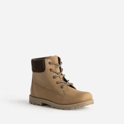 Boots éco-conçu camel en cuir et textile marron^Buggy Online