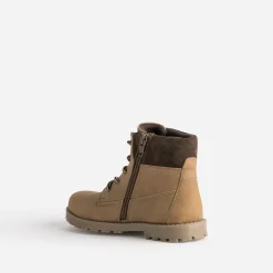 Boots éco-conçu camel en cuir et textile marron^Buggy Online