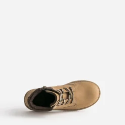 Boots éco-conçu camel en cuir et textile marron^Buggy Online