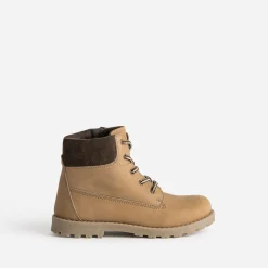 Boots éco-conçu camel en cuir et textile marron^Buggy Online