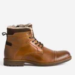 Boots cognac en cuir col fourré^Eram