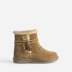 Boots fille en croûte de cuir camel^Buggy Best