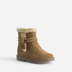 Boots fille en croûte de cuir camel^Buggy Best